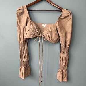 Rosevelvet Taupe 2 Pice Skirt and Crop Top Set. NWT Size Small